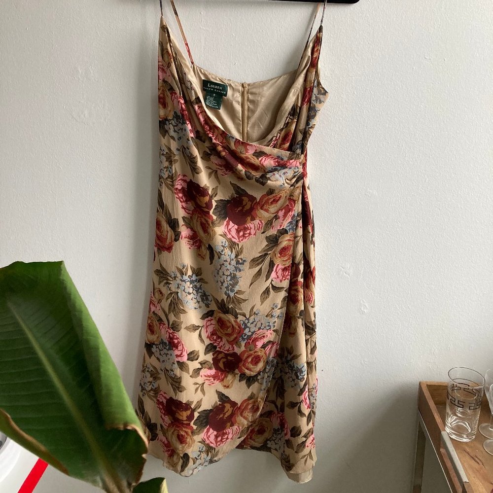 Ralph Lauren 90s Style Silk Floral Wrap Dress